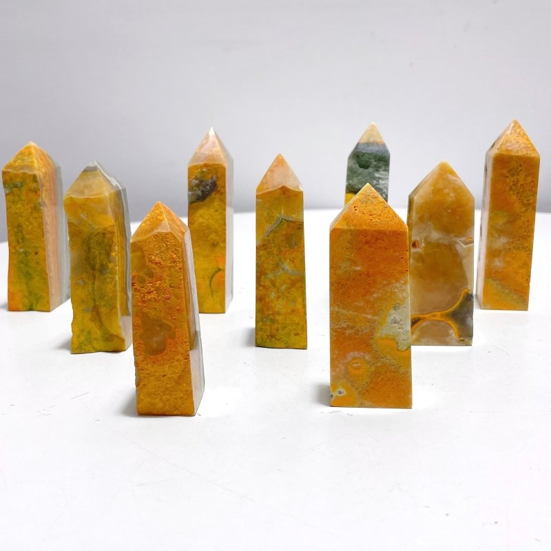 26 Pieces Deep Yellow Bumble Bee Jasper Raw Side Point - Wholesale Crystals