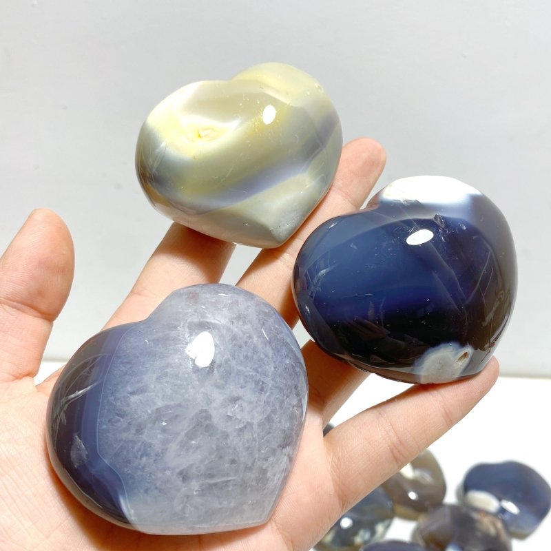 27 Pieces Black Orca Agate Heart 3 - Wholesale Crystals