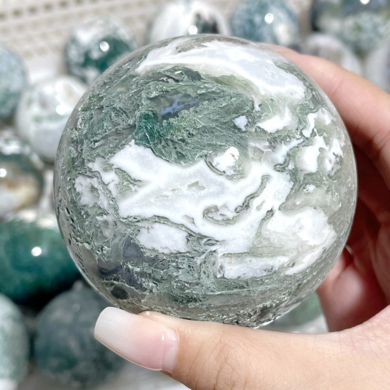 27 Pieces Moss Agate Spheres Ball Closeout - Wholesale Crystals