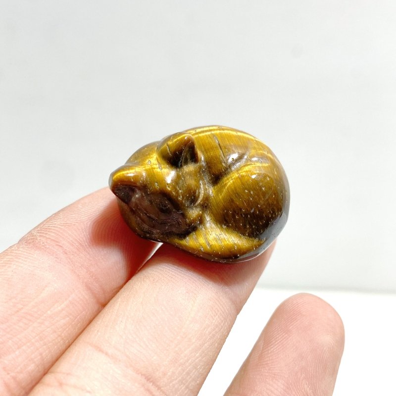 2.7CM Tiger Eye Sleeping Cat Carving Wholesale - Wholesale Crystals
