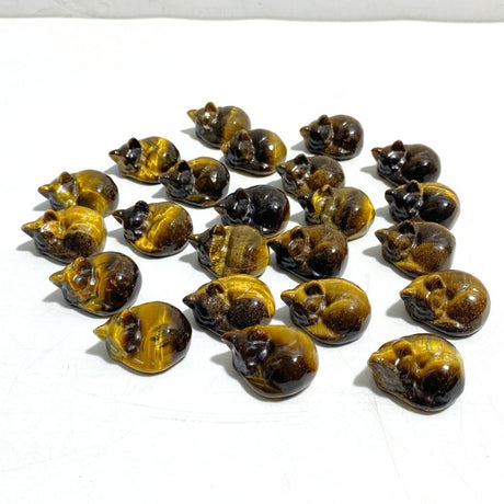 2.7CM Tiger Eye Sleeping Cat Carving Wholesale - Wholesale Crystals