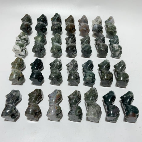 28 Pieces Beautiful Moss Agate Goddess Crystal Carving -Wholesale Crystals