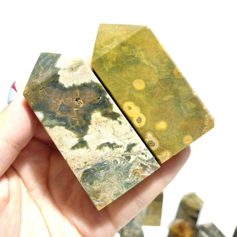 28 Pieces Ocean Jasper Four - sided Point 5 - Wholesale Crystals