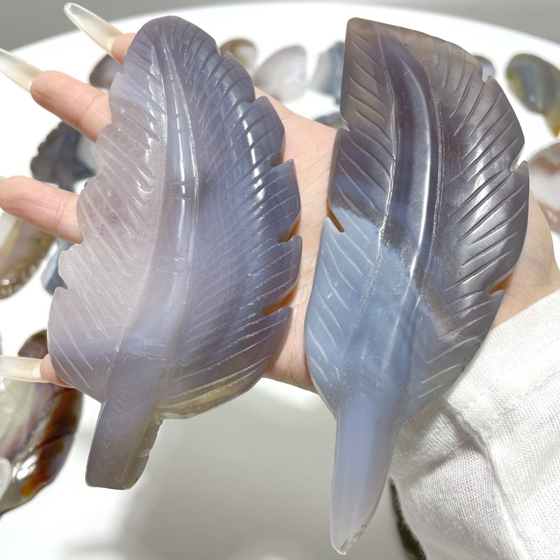 29 Pieces Beautiful Agate Feather Carving - Wholesale Crystals