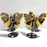 4 Pairs Septarium Butterfly Wing Carving With Stand #2