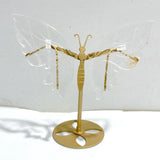 Clear Quartz Butterfly Wing Carving With Stand