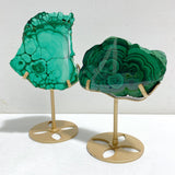 2 Pieces Malachite Raw Bottom With Stand