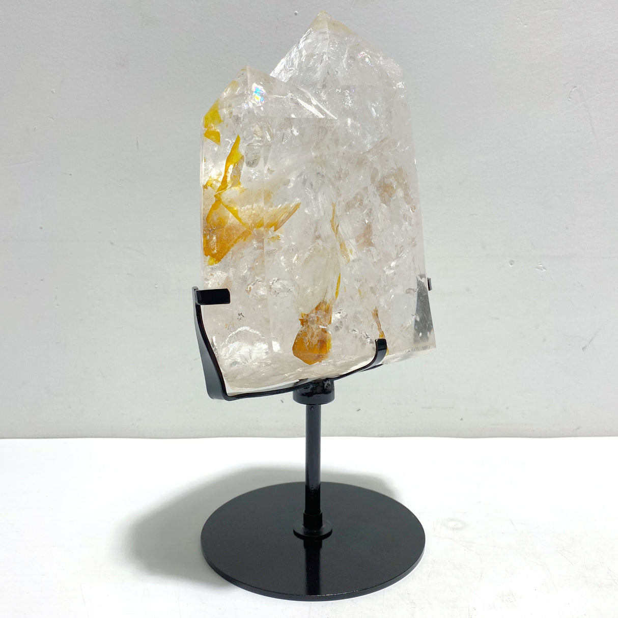 Unique Fire Quartz Dentritic Quartz Double Point With Rainbow With Stand