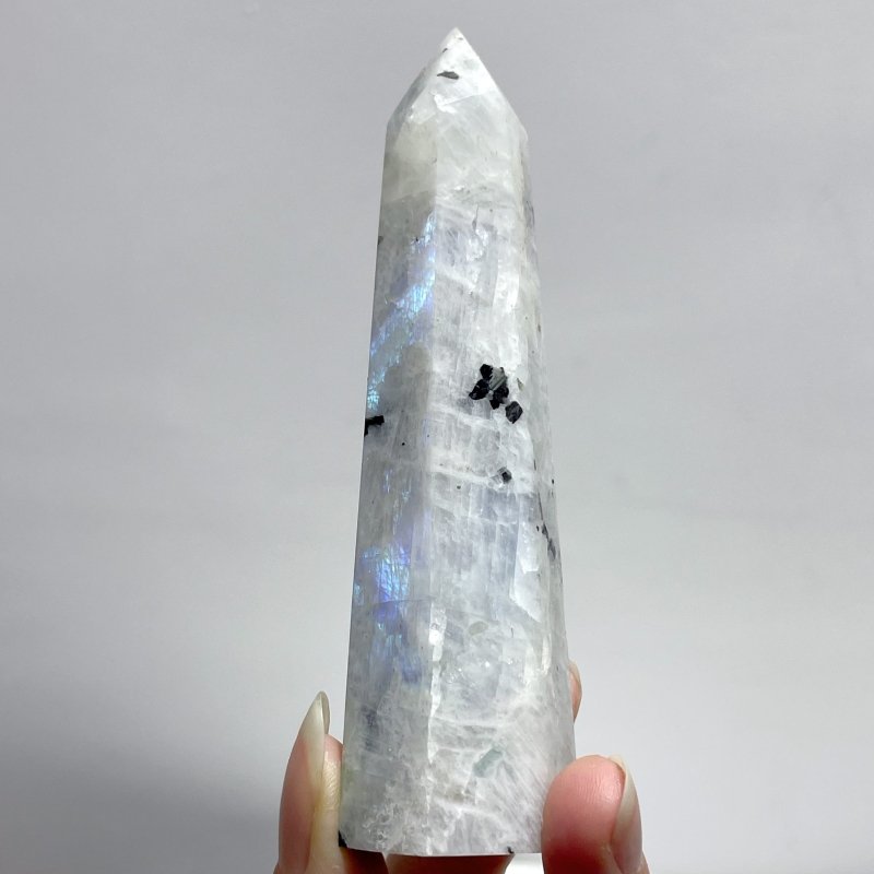 3 - 4.3in India Moonstone Tower Point Hexagonal Pyramid Shape Wholesale - Wholesale Crystals