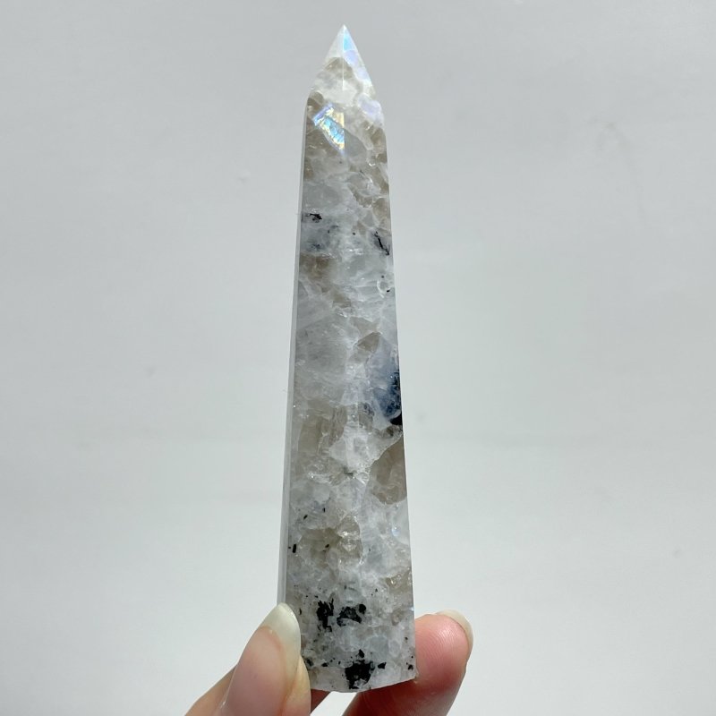 3 - 4.3in India Moonstone Tower Point Hexagonal Pyramid Shape Wholesale - Wholesale Crystals