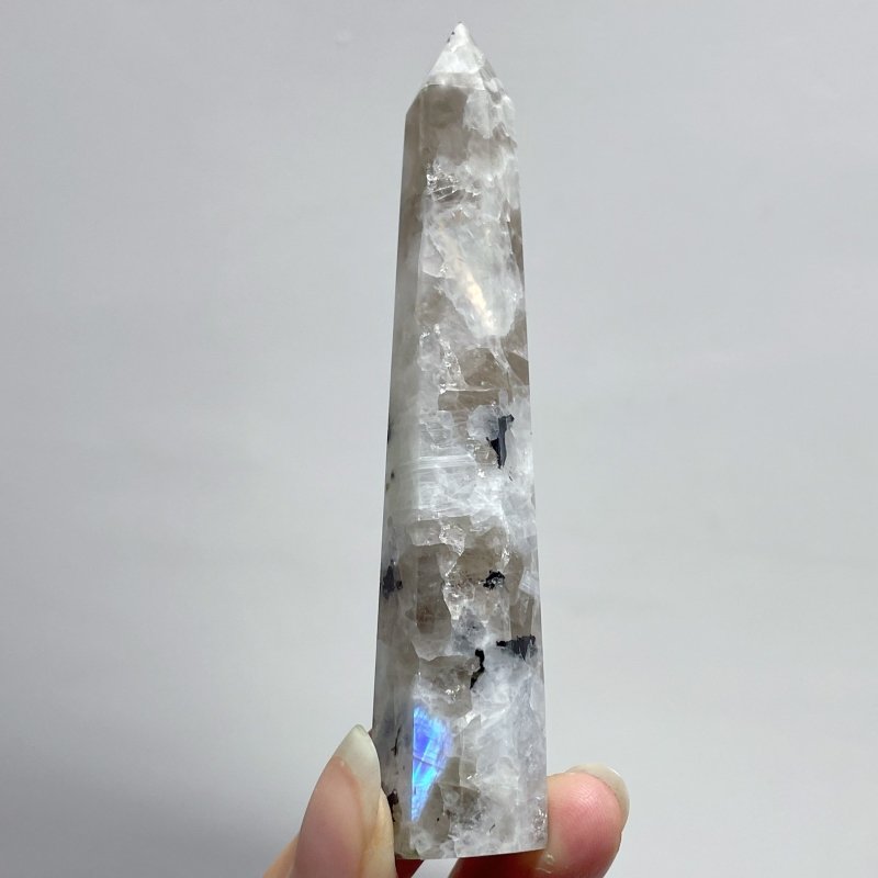 3 - 4.3in India Moonstone Tower Point Hexagonal Pyramid Shape Wholesale - Wholesale Crystals