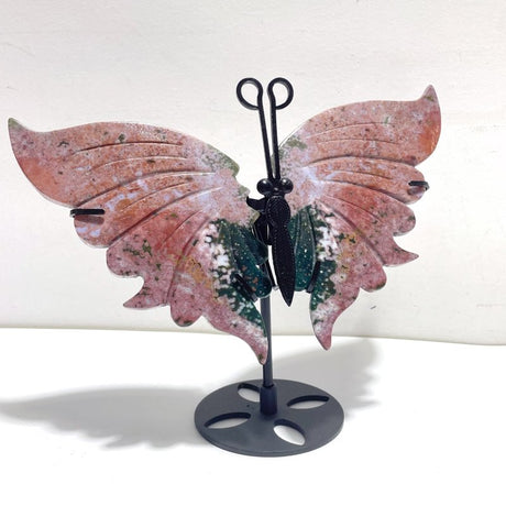 3 Pairs 8th Vein Ocean Jasper Butterfly Wing Carving With Stand 1 - Wholesale Crystals