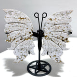 3 Pairs 8th Vein Ocean Jasper Butterfly Wing Carving With Stand 2 - Wholesale Crystals