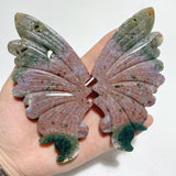 3 Pairs 8th Vein Ocean Jasper Butterfly Wing Carving With Stand #3 - Wholesale Crystals
