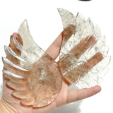3 Pairs Angel Wing Carving With Stand Clear Quartz Smoky Quartz - Wholesale Crystals
