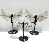 3 Pairs Angel Wing Carving With Stand Clear Quartz Smoky Quartz - Wholesale Crystals