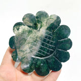 3 Pairs Beautiful Flower Carving With Stand Moss Agate Pink Opal Fluorite - Wholesale Crystals