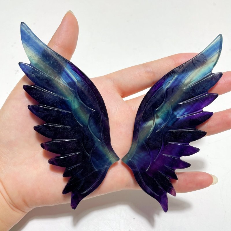 3 Pairs Beautiful Fluorite Angel Wing With Stand - Wholesale Crystals