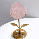 3 Pairs Beautiful Rose Quartz Flower Carving With Stand - Wholesale Crystals