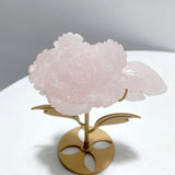 3 Pairs Beautiful Rose Quartz Flower Carving With Stand - Wholesale Crystals