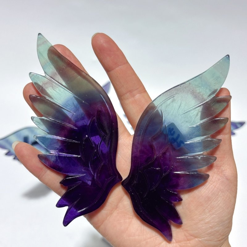 3 Pairs Beautiful Small Fluorite Angel Wing With Stand -Wholesale Crystals
