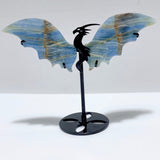 3 Pairs Blue Onyx Flying Dragon Wing With Stand - Wholesale Crystals