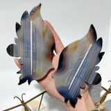 3 Pairs Butterfly Wing Carving With Stand Amethyst Mixed Agate Ocean Jasper -Wholesale Crystals