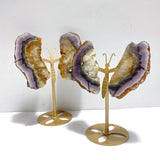 3 Pairs Fluorite Mixed Pyrite Butterfly Wing Carving With Stand - Wholesale Crystals