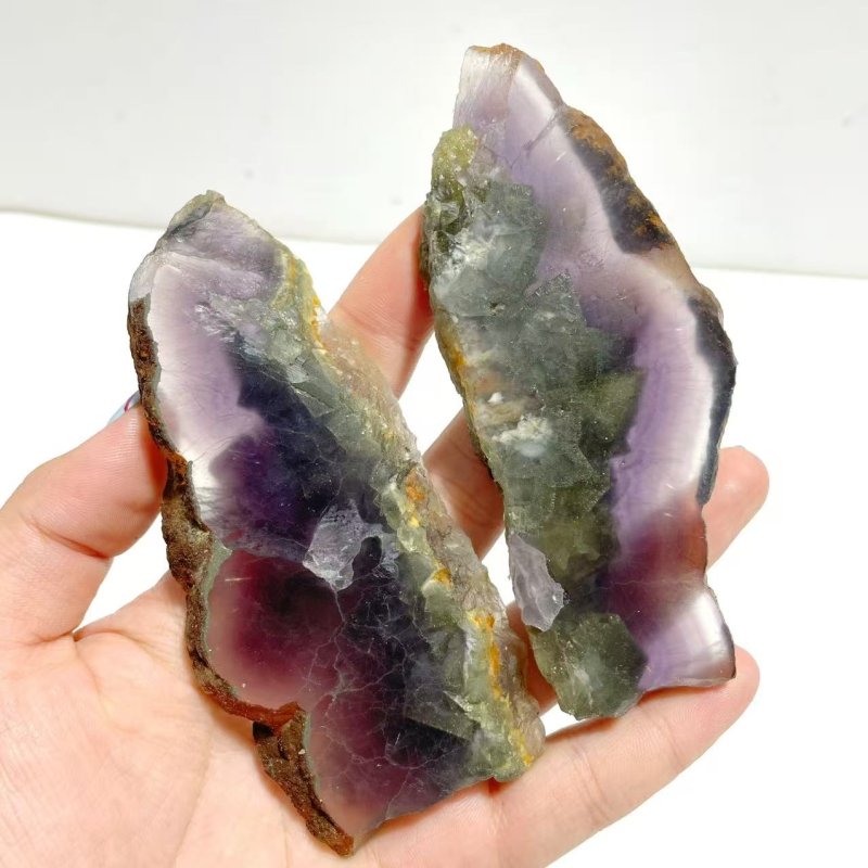 3 Pairs Fluorite Mixed Pyrite Butterfly Wing With Stand 5 - Wholesale Crystals