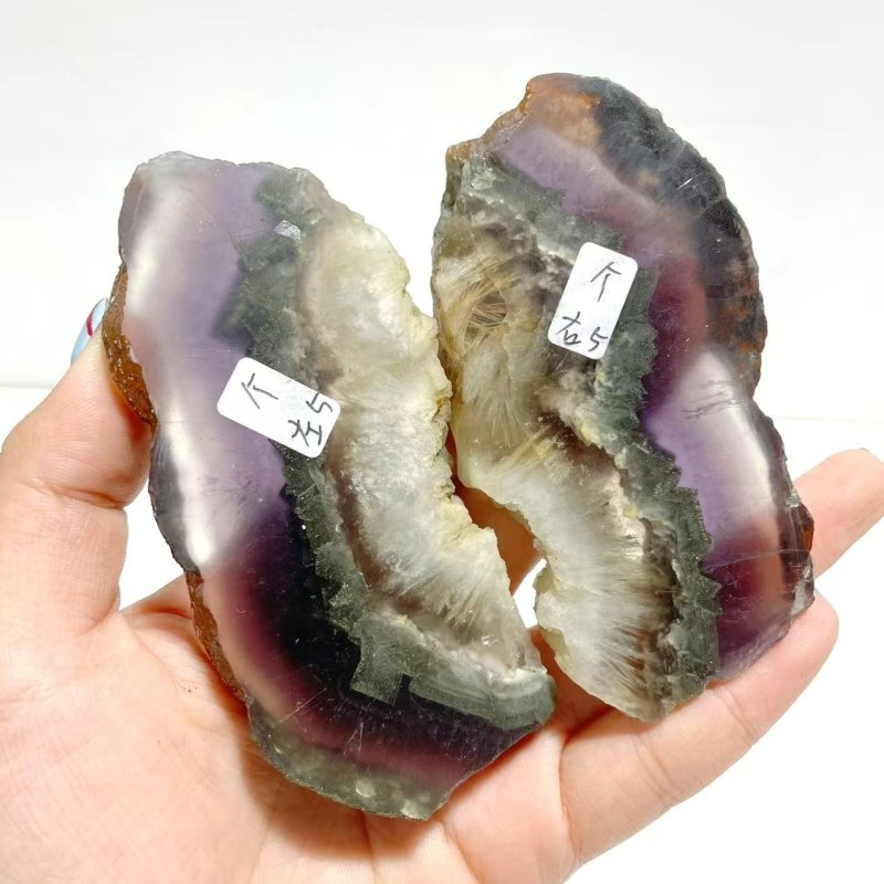 3 Pairs Fluorite Mixed Pyrite Butterfly Wing With Stand 7 - Wholesale Crystals
