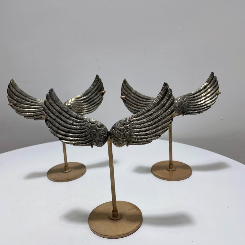 3 Pairs High Quality Pyrite Angel Wing With Stand - Wholesale Crystals