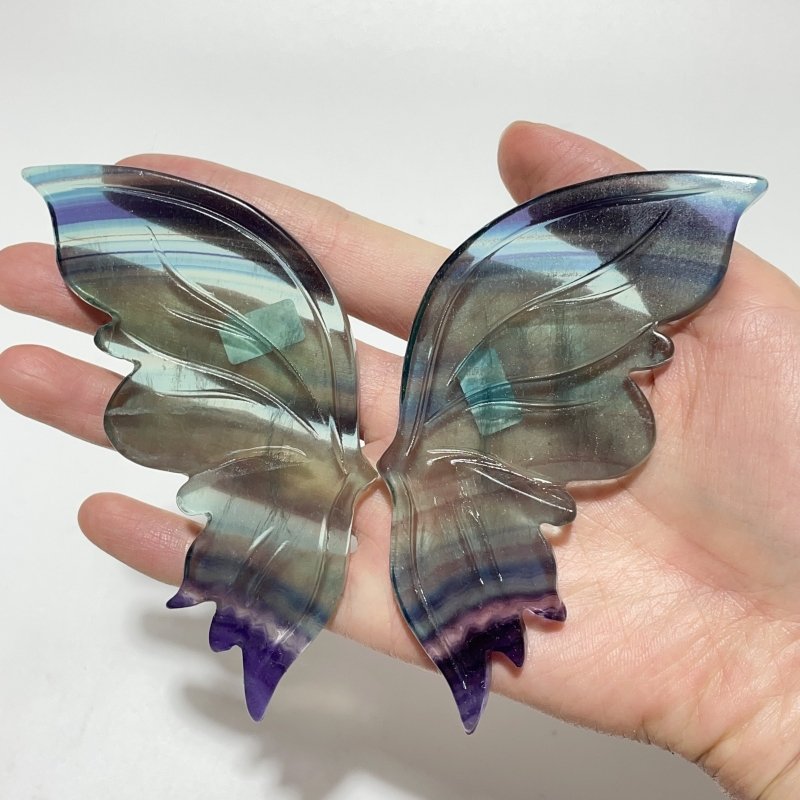 3 Pairs Rainbow Fluorite Symmetry Small Butterfly Wing With Stand - Wholesale Crystals