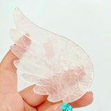 3 Pairs Rose Quartz Angel Wing Carving With Stand - Wholesale Crystals