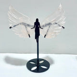 3 Pairs Rose Quartz Angel Wing Carving With Stand - Wholesale Crystals