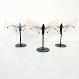 3 Pairs Rose Quartz Angel Wing Carving With Stand - Wholesale Crystals