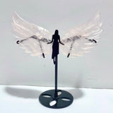 3 Pairs Rose Quartz Angel Wing Carving With Stand - Wholesale Crystals