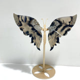 3 Pairs Volcano Agate Butterfly Wing Carving With Stand (UV Reactive) - Wholesale Crystals
