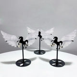 3 Pairs White Calcite Small Pegasus Wing Carving With Stand - Wholesale Crystals
