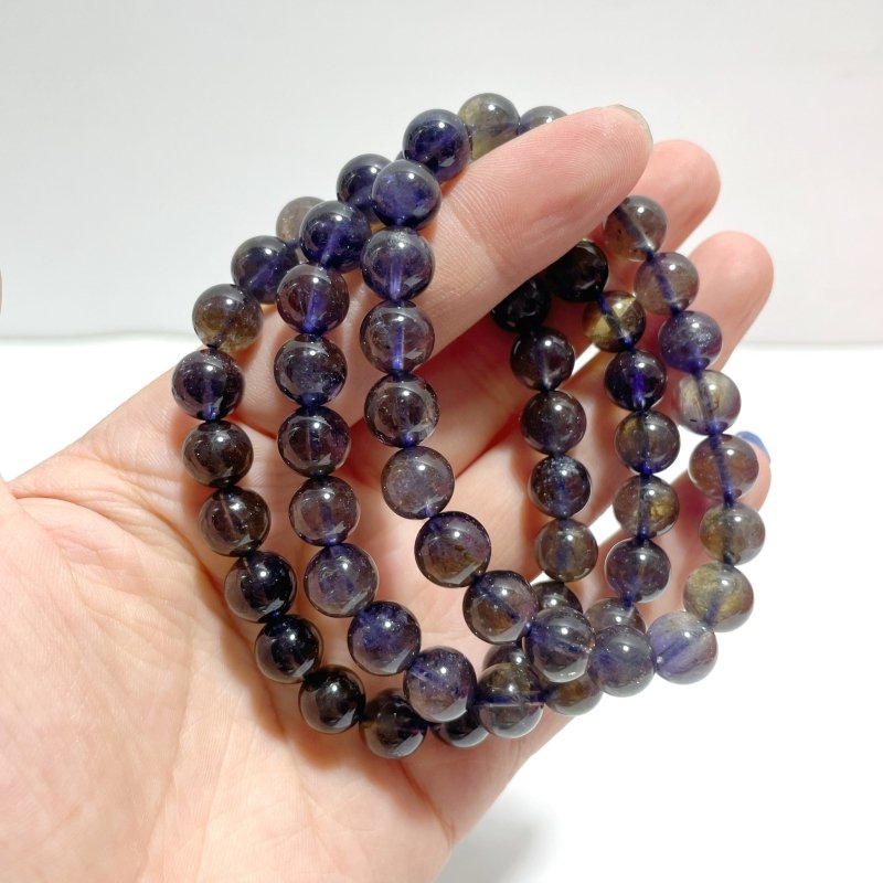 3 Pieces 9mm High Quality Clear Cordierite Bracelets For Collection (HGUB30) - Wholesale Crystals