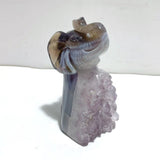 3 Pieces Amethyst Mixed Geode Druzy Agate Elephant Animal Carving A14 - Wholesale Crystals