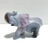 3 Pieces Amethyst Mixed Geode Druzy Agate Elephant Animal Carving A22 - Wholesale Crystals