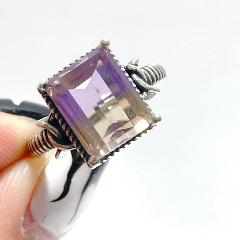 3 Pieces Ametrine Sugar Cube 925 Silver Ring - Wholesale Crystals