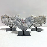3 Pieces Aura Quartz Cluster Heart With Stand 4 - Wholesale Crystals