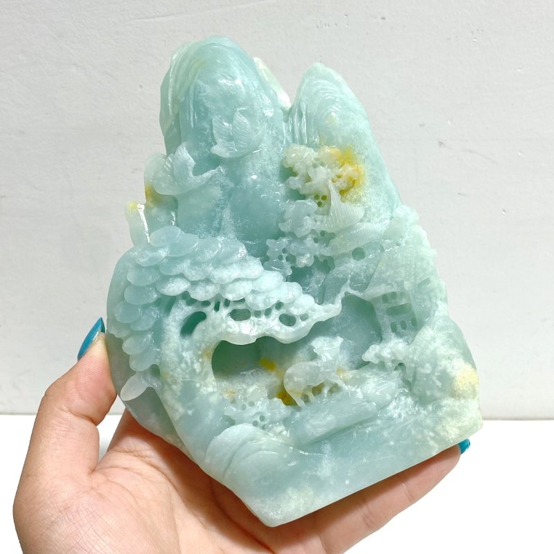 3 Pieces Beautiful Caribbean Calcite Landscape Pavilion Carving 6 - Wholesale Crystals