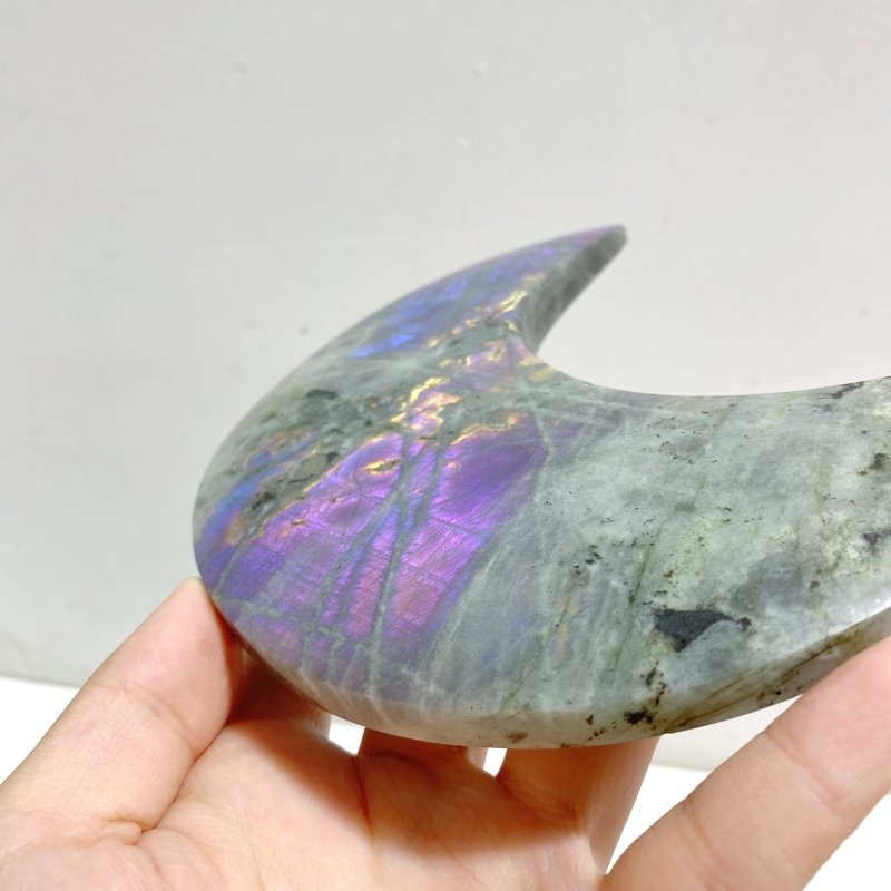 3 Pieces Beautiful Labradorite Moon Carving With Stand -Wholesale Crystals