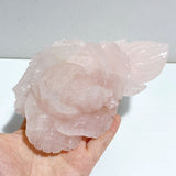 3 Pieces Beautiful Rose Quartz Flower Carving With Stand -Wholesale Crystals