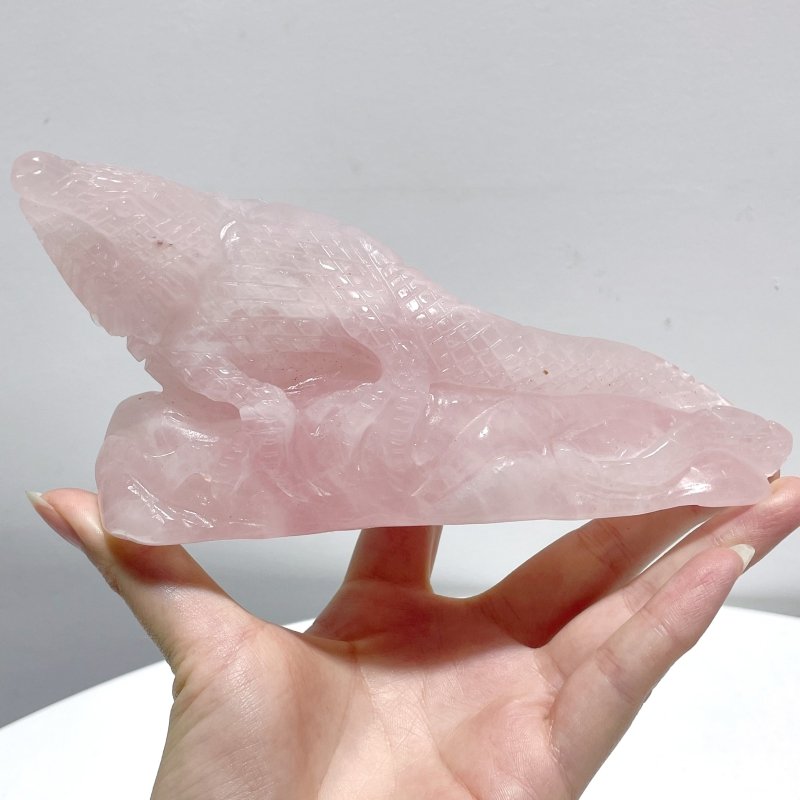 3 Pieces Beautiful Rose Quartz Lizard Carving - Wholesale Crystals