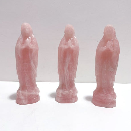 3 Pieces Beautiful Rose Quartz Virgin Mary Carving - Wholesale Crystals