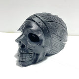 3 Pieces Black Clear Quartz Cluster Skull Carving - Wholesale Crystals