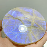 3 Pieces Blue Moonstone Round Plate Home Decoration With Plastic Base - Wholesale Crystals
